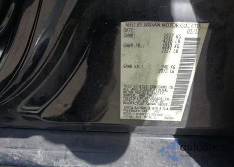 2017 Nissan Altima 2.5 from USA, damaged, VIN 1N4AL3AP6HC195434